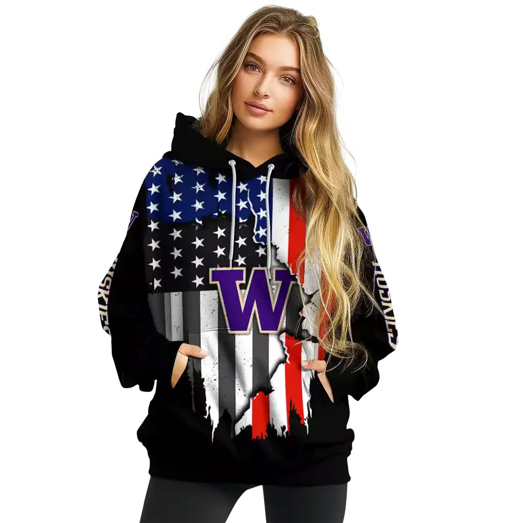 washington huskies american pride black hoodie high quality washington huskies american pride black hoodie high quality