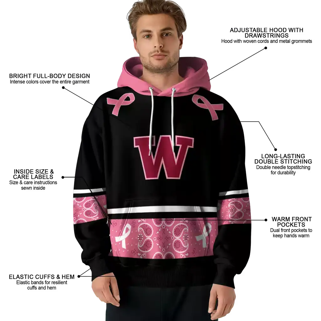 washington huskies awareness ribbon black pink hoodie latest model washington huskies awareness ribbon black pink hoodie latest model