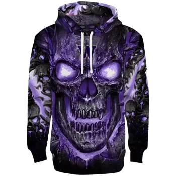 washington huskies demonic skull purple black hoodie best selling