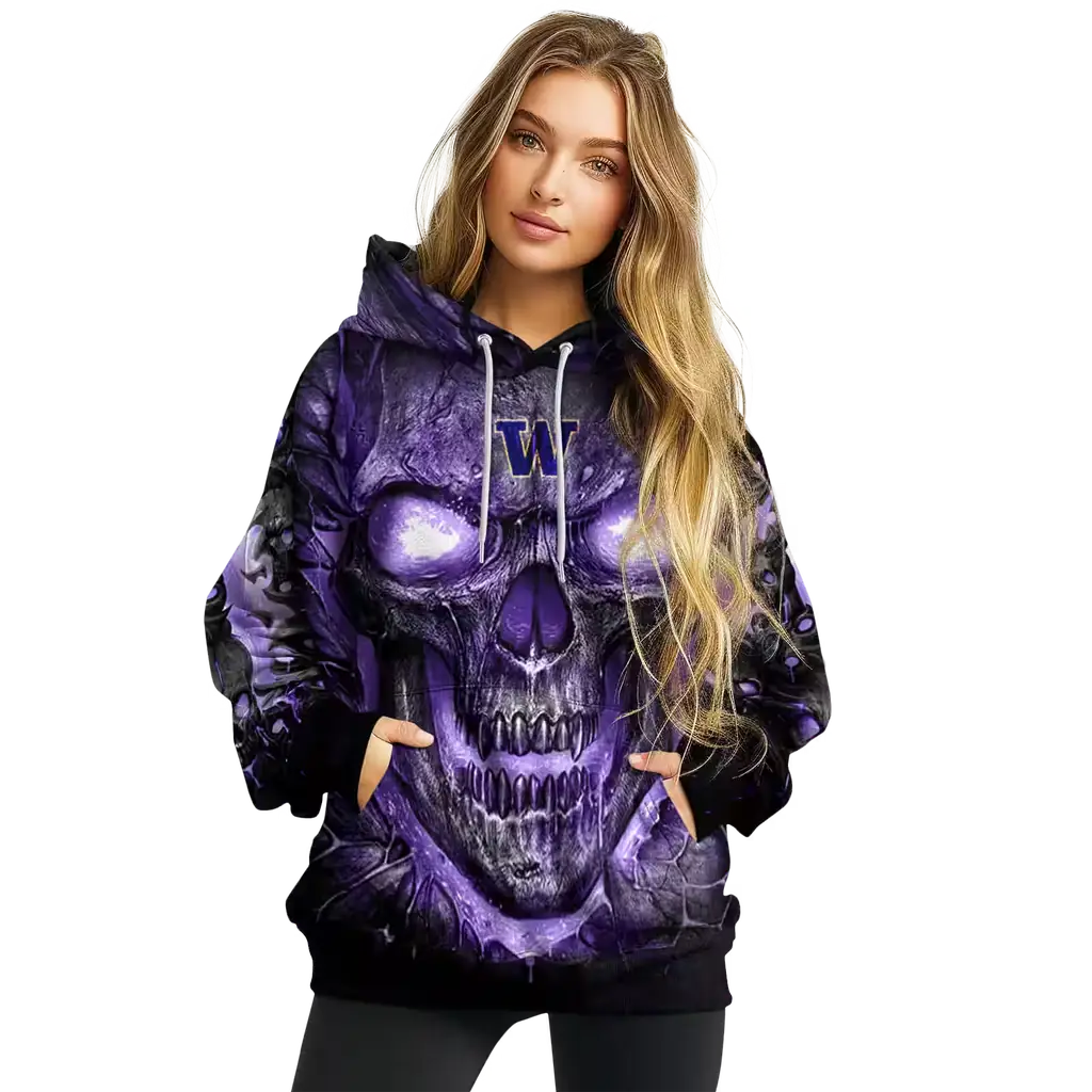 washington huskies demonic skull purple black hoodie high quality washington huskies demonic skull purple black hoodie high quality