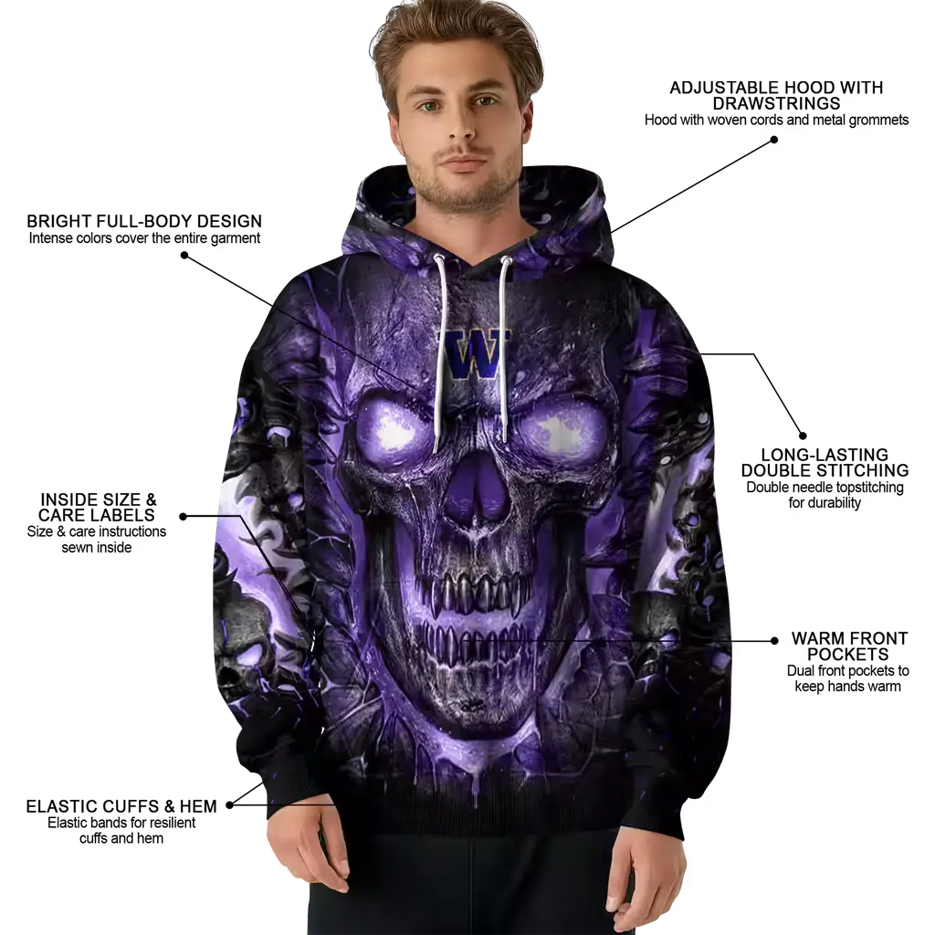washington huskies demonic skull purple black hoodie latest model washington huskies demonic skull purple black hoodie latest model