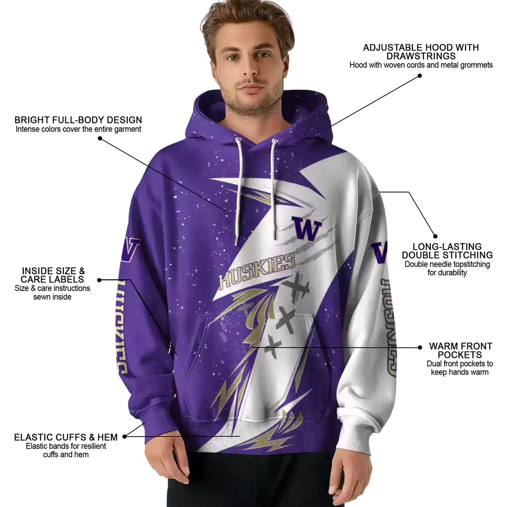 washington huskies dynamic slash purple white hoodie latest model washington huskies dynamic slash purple white hoodie latest model