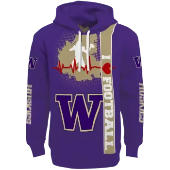 washington huskies football heartbeat purple hoodie best selling