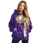 washington huskies football heartbeat purple hoodie best selling