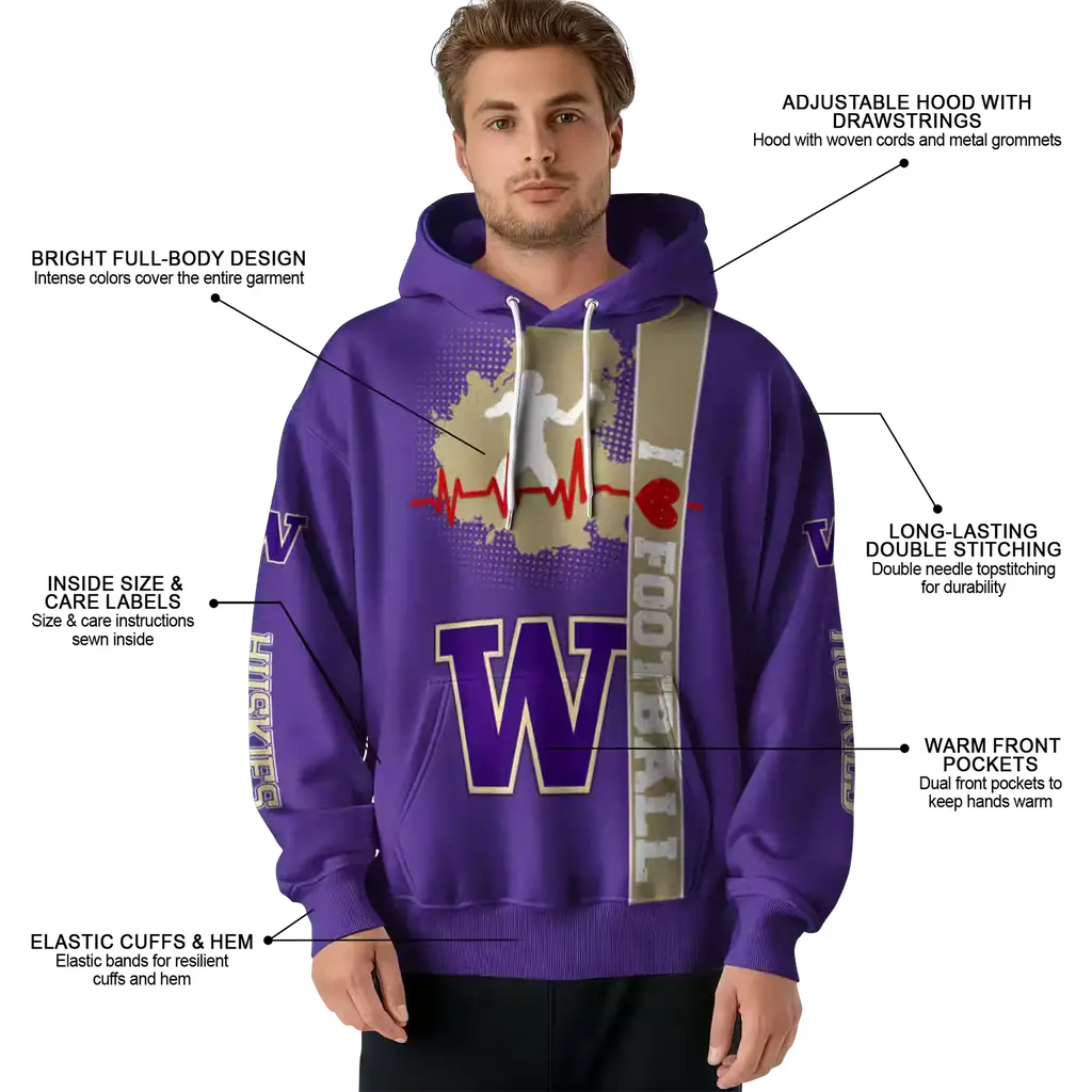 washington huskies football heartbeat purple hoodie latest model washington huskies football heartbeat purple hoodie latest model