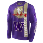 washington huskies football heartbeat purple hoodie best selling