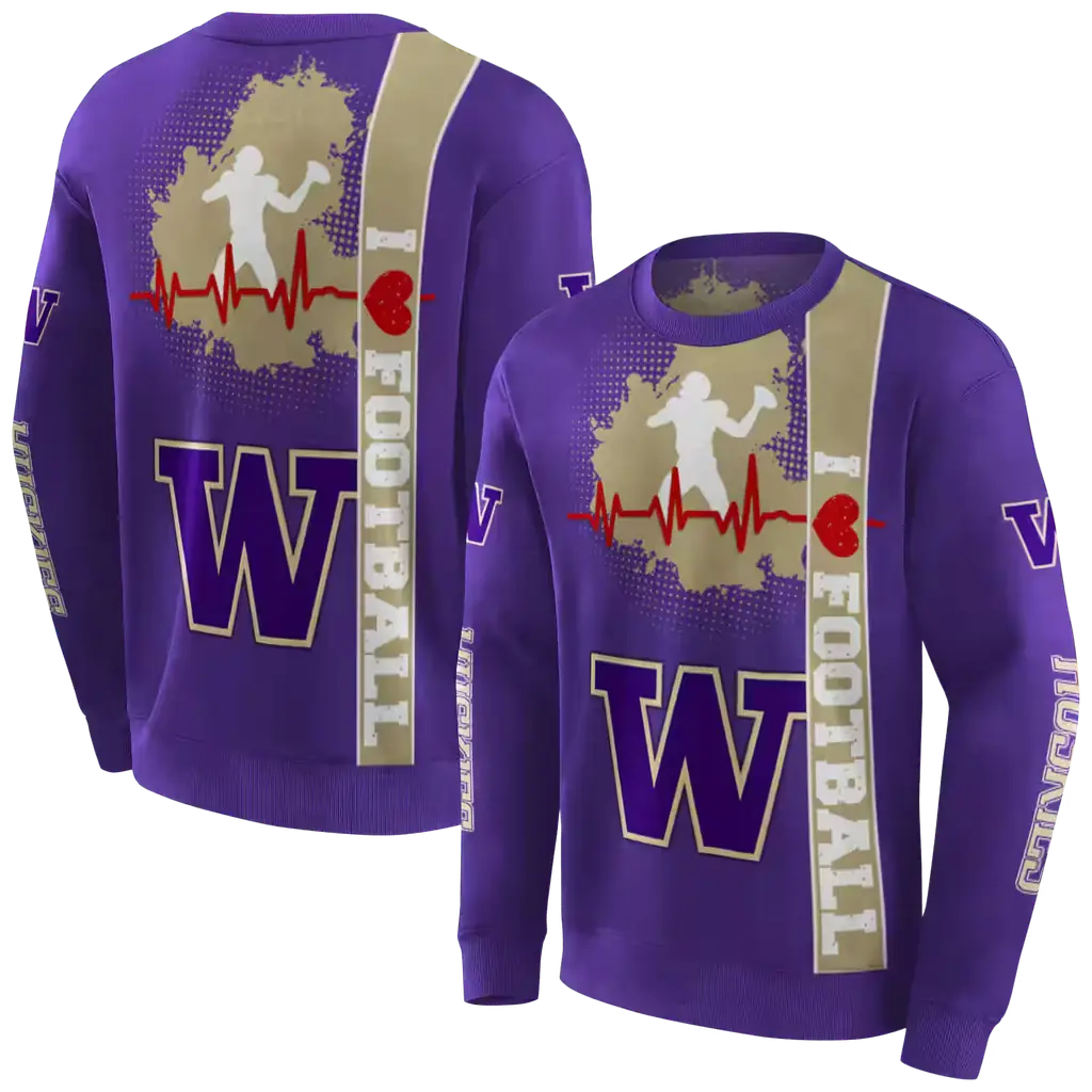 washington huskies football heartbeat purple hoodie premium grade washington huskies football heartbeat purple hoodie premium grade