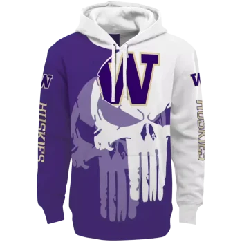 washington huskies graphic punisher purple white hoodie best selling