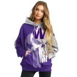 washington huskies graphic punisher purple white hoodie best selling