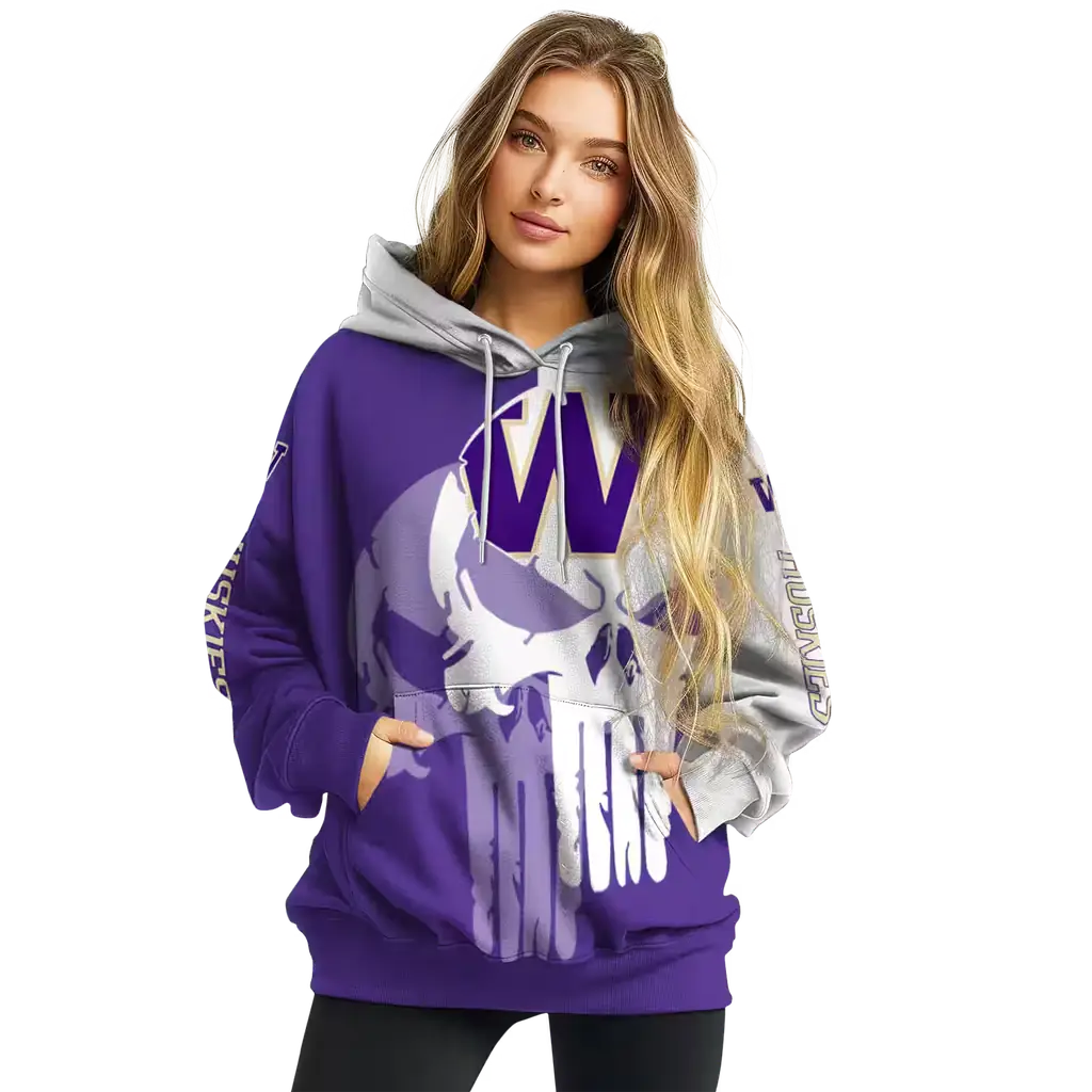 washington huskies graphic punisher purple white hoodie high quality washington huskies graphic punisher purple white hoodie high quality