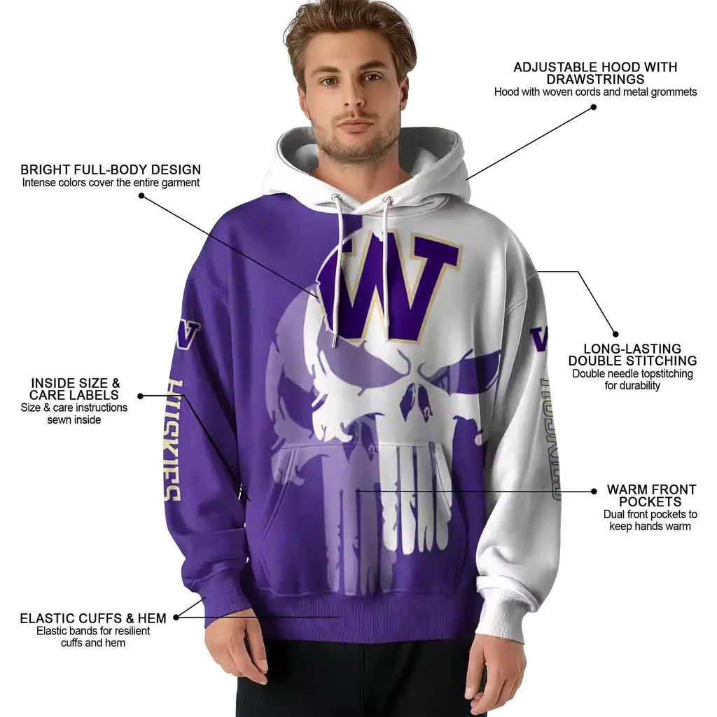 washington huskies graphic punisher purple white hoodie latest model washington huskies graphic punisher purple white hoodie latest model