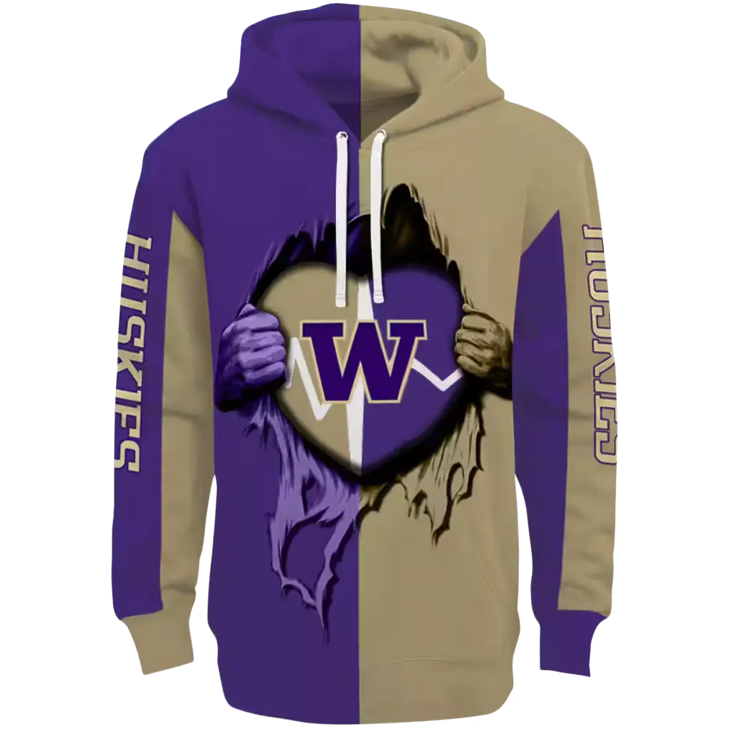 washington huskies heartbeat graphic purple hoodie best selling washington huskies heartbeat graphic purple hoodie best selling