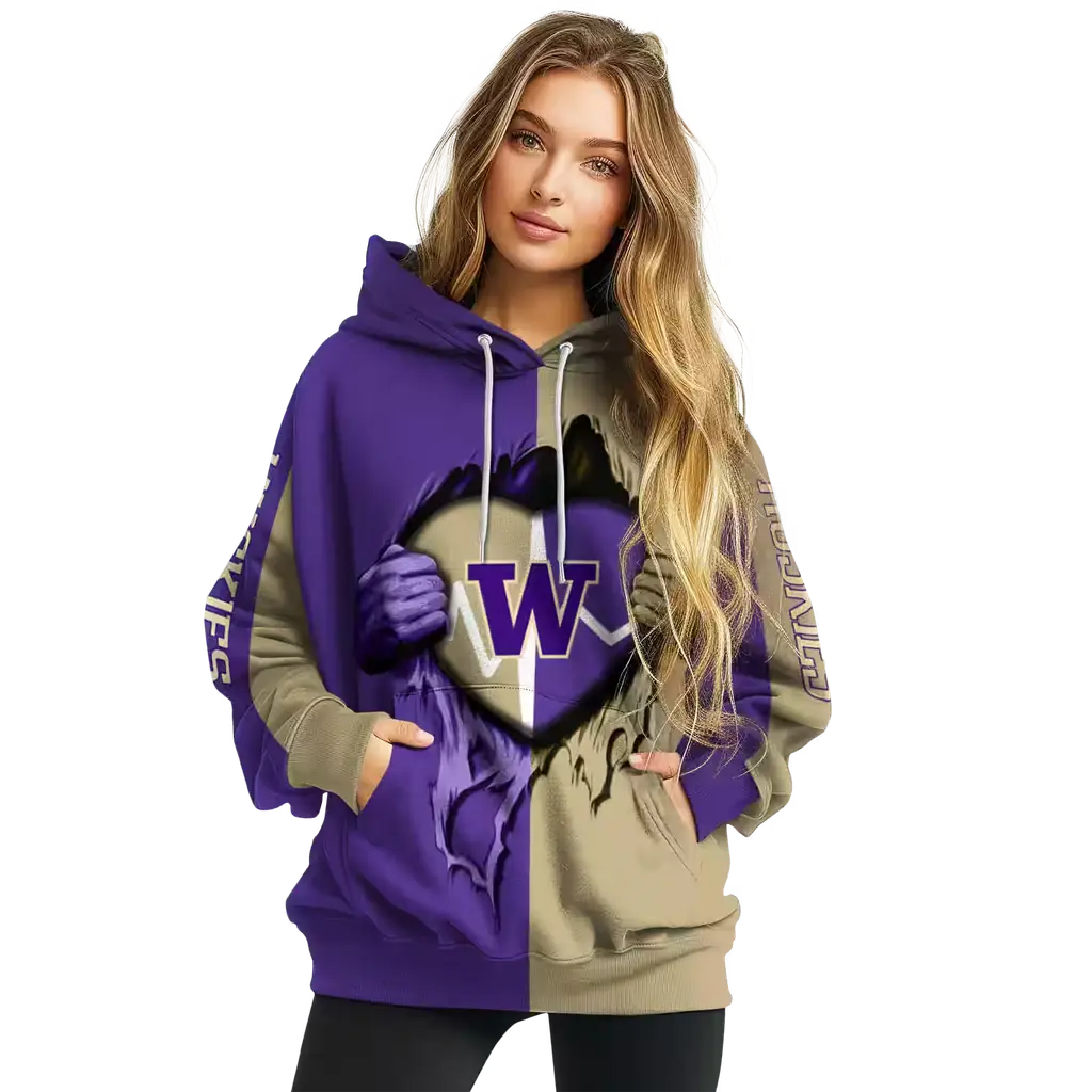 washington huskies heartbeat graphic purple hoodie high quality washington huskies heartbeat graphic purple hoodie high quality