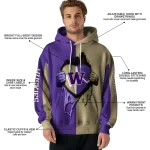 washington huskies heartbeat graphic purple hoodie best selling