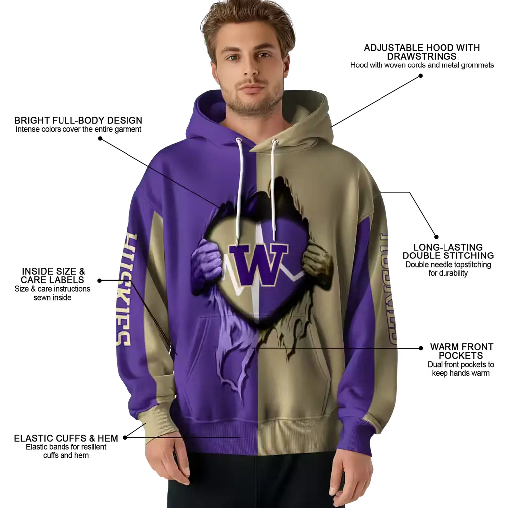 washington huskies heartbeat graphic purple hoodie latest model washington huskies heartbeat graphic purple hoodie latest model