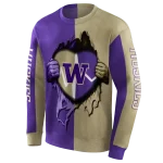 washington huskies heartbeat graphic purple hoodie best selling