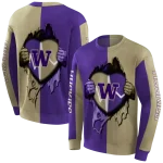 washington huskies heartbeat graphic purple hoodie best selling