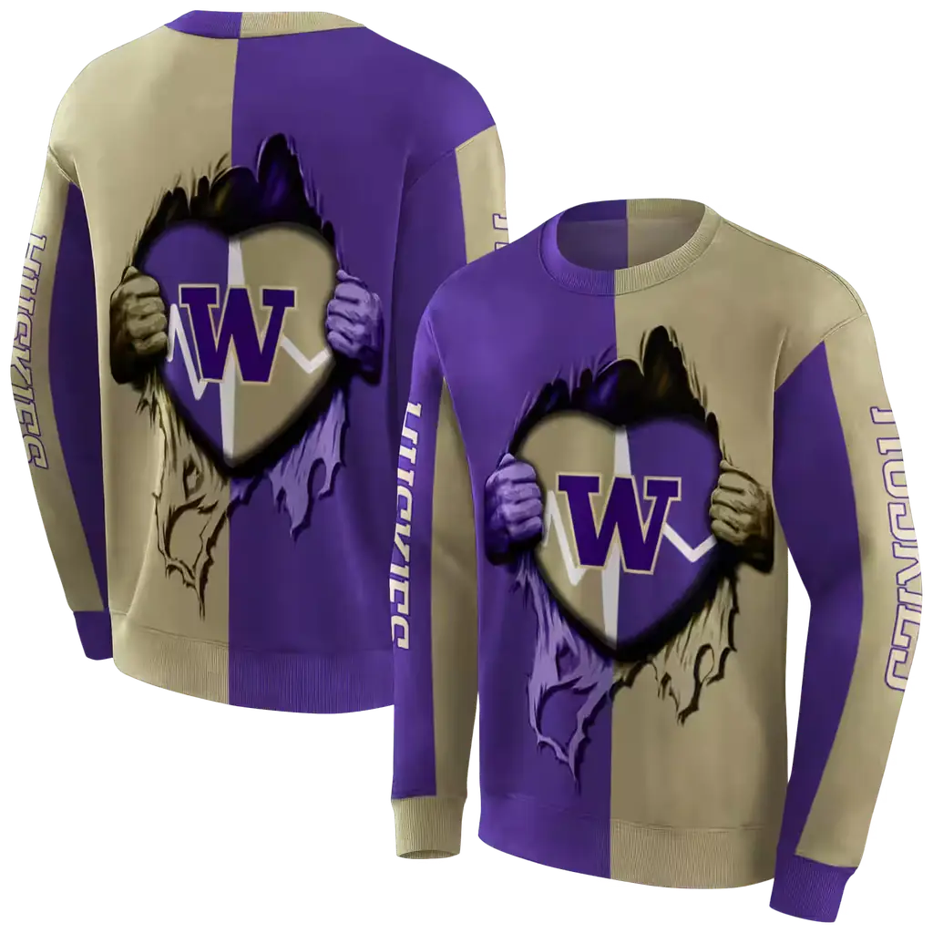 washington huskies heartbeat graphic purple hoodie premium grade washington huskies heartbeat graphic purple hoodie premium grade
