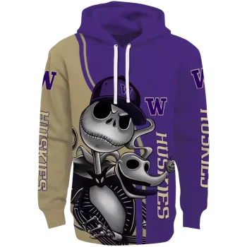 washington huskies jack skellington purple hoodie best selling