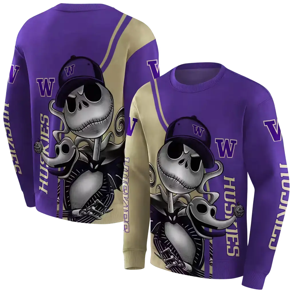 washington huskies jack skellington purple hoodie premium grade washington huskies jack skellington purple hoodie premium grade