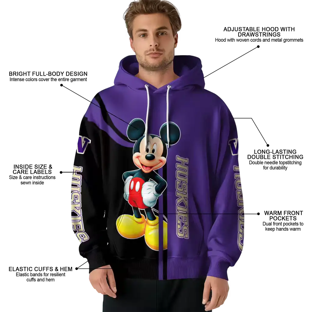 washington huskies mickey mouse purple black hoodie latest model washington huskies mickey mouse purple black hoodie latest model