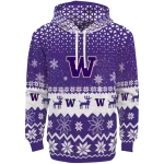 washington huskies reindeer motif purple hoodie best selling