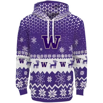 washington huskies reindeer motif purple hoodie best selling