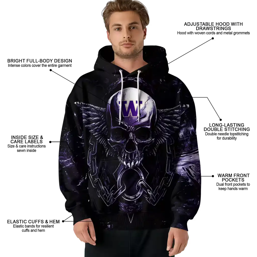 washington huskies skull artwork purple black hoodie latest model washington huskies skull artwork purple black hoodie latest model