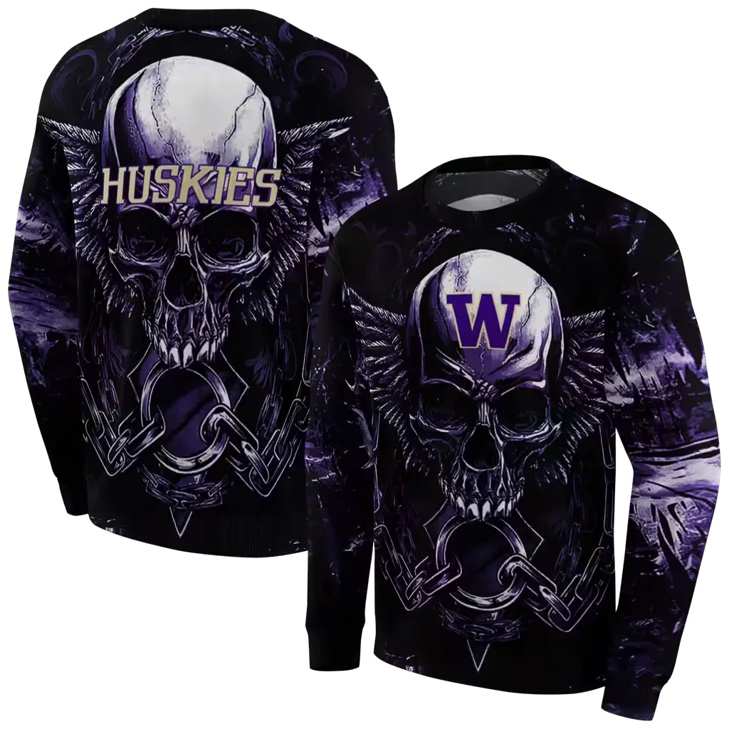 washington huskies skull artwork purple black hoodie premium grade washington huskies skull artwork purple black hoodie premium grade