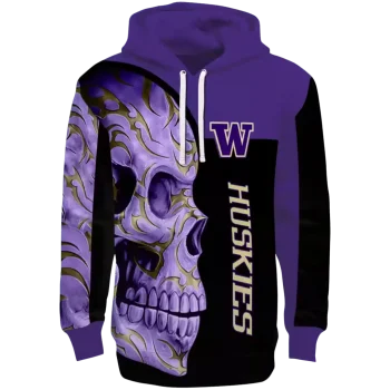 washington huskies skull motif purple black hoodie best selling