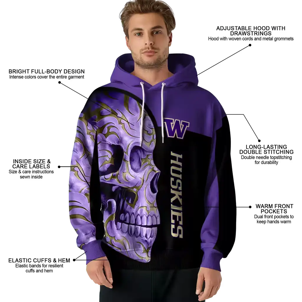 washington huskies skull motif purple black hoodie latest model washington huskies skull motif purple black hoodie latest model