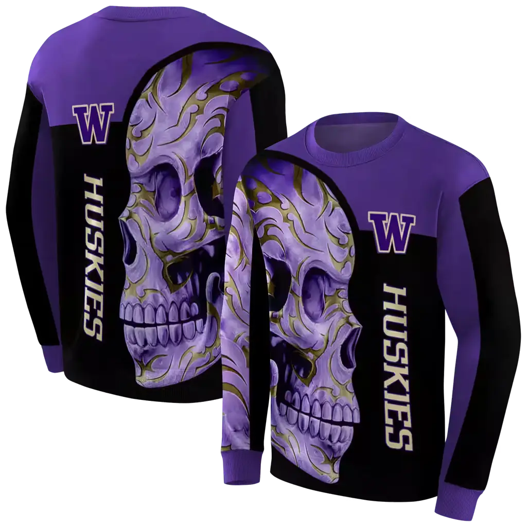 washington huskies skull motif purple black hoodie premium grade washington huskies skull motif purple black hoodie premium grade
