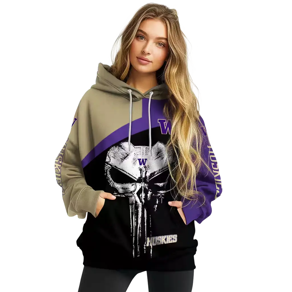 washington huskies skull punisher gold black hoodie high quality washington huskies skull punisher gold black hoodie high quality