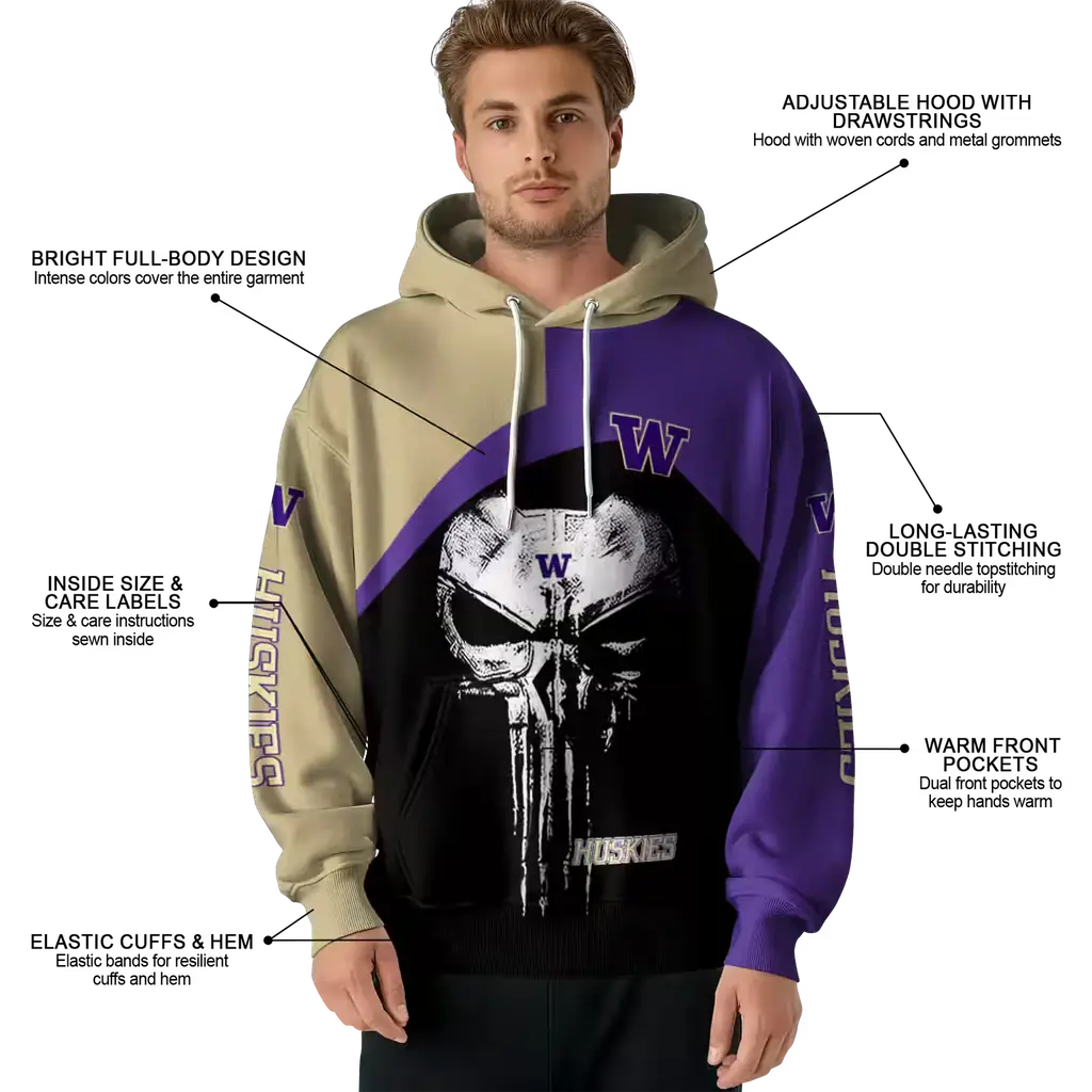 washington huskies skull punisher gold black hoodie latest model washington huskies skull punisher gold black hoodie latest model