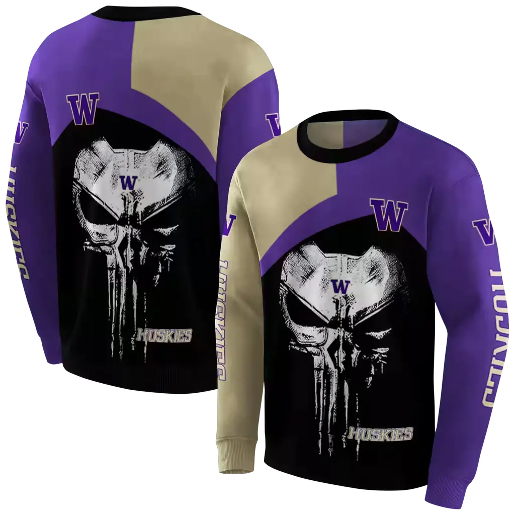 washington huskies skull punisher gold black hoodie premium grade washington huskies skull punisher gold black hoodie premium grade