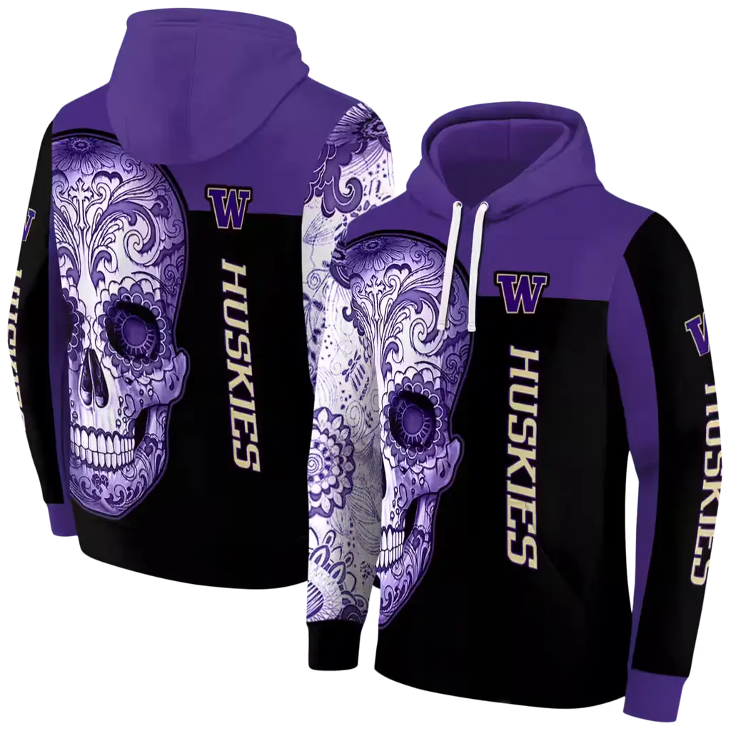 washington huskies sugar skull purple black hoodie fashion forward washington huskies sugar skull purple black hoodie fashion forward