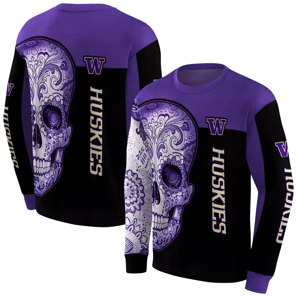 washington huskies sugar skull purple black hoodie premium grade washington huskies sugar skull purple black hoodie premium grade