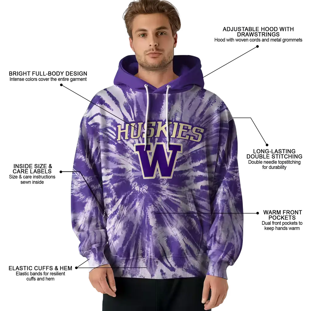 washington huskies tie dye pattern purple hoodie latest model washington huskies tie dye pattern purple hoodie latest model