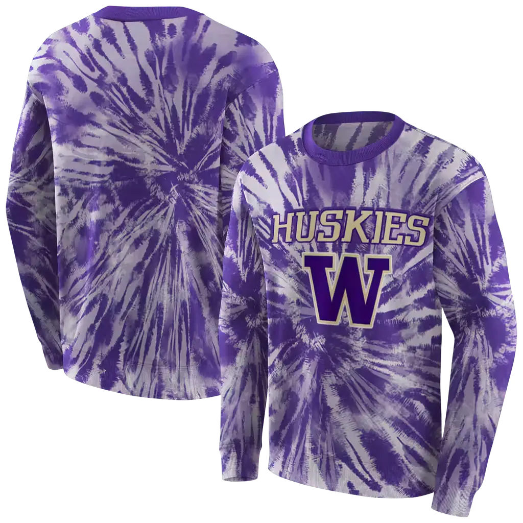 washington huskies tie dye pattern purple hoodie premium grade washington huskies tie dye pattern purple hoodie premium grade