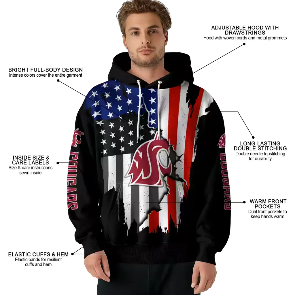 washington state cougars american pride black hoodie latest model washington state cougars american pride black hoodie latest model
