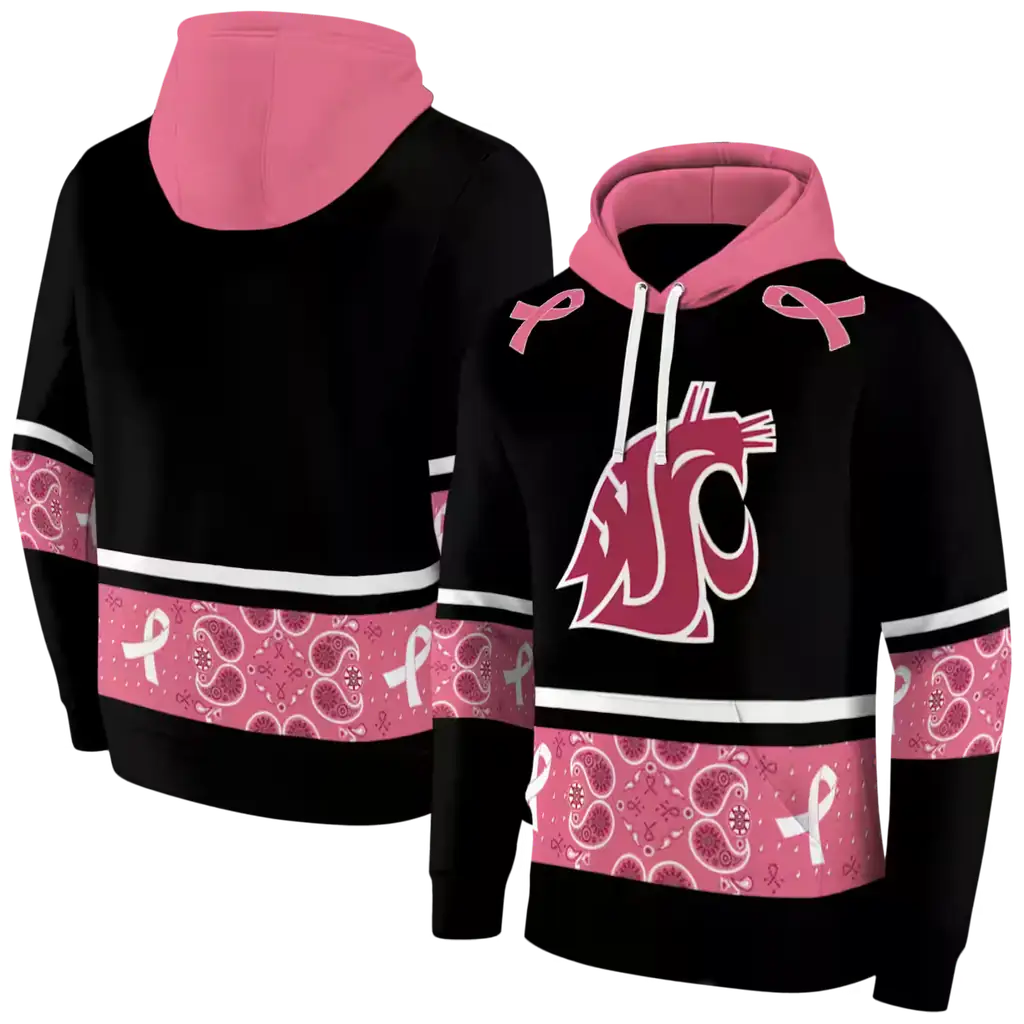 washington state cougars awareness ribbon black pink hoodie fashion forward washington state cougars awareness ribbon black pink hoodie fashion forward