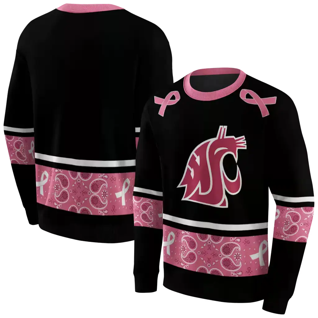 washington state cougars awareness ribbon black pink hoodie premium grade washington state cougars awareness ribbon black pink hoodie premium grade