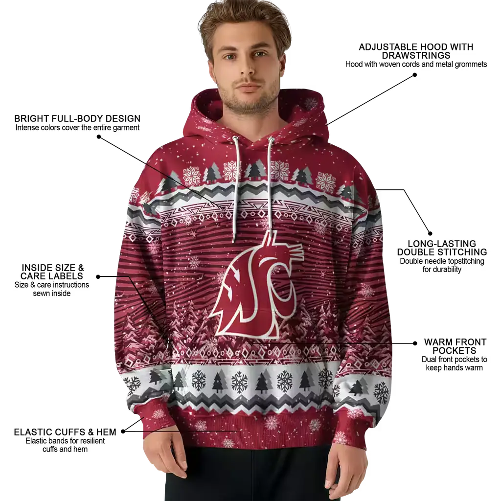 washington state cougars christmas trees crimson hoodie latest model washington state cougars christmas trees crimson hoodie latest model