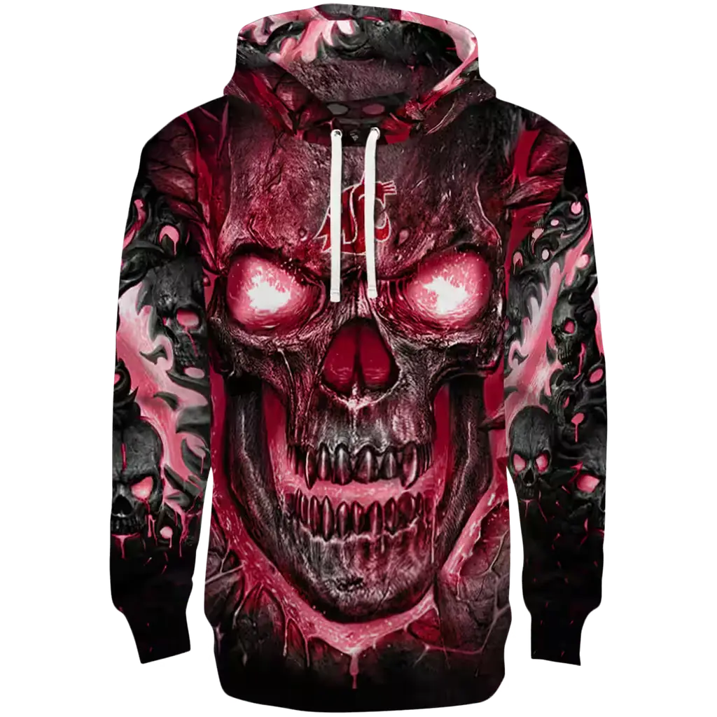 washington state cougars demonic skull crimson black hoodie best selling washington state cougars demonic skull crimson black hoodie best selling