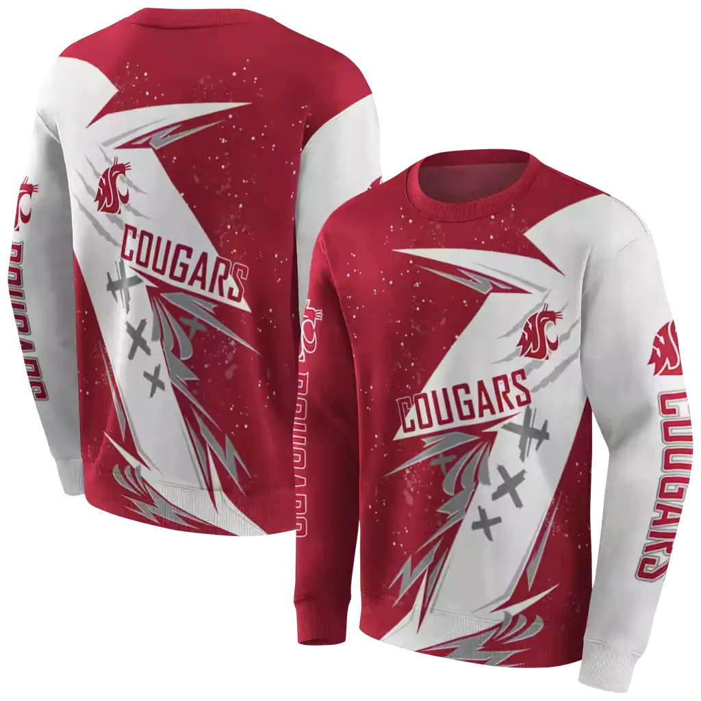 washington state cougars dynamic slash crimson white hoodie premium grade washington state cougars dynamic slash crimson white hoodie premium grade