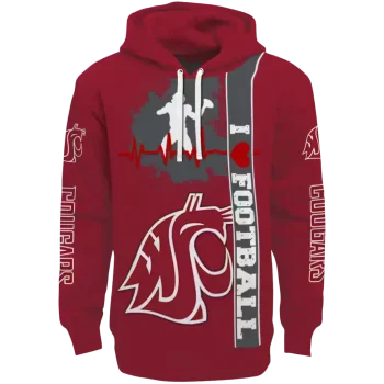 washington state cougars football heartbeat crimson hoodie best selling