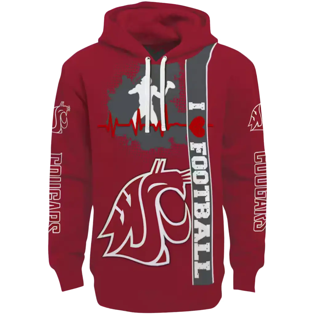 washington state cougars football heartbeat crimson hoodie best selling washington state cougars football heartbeat crimson hoodie best selling