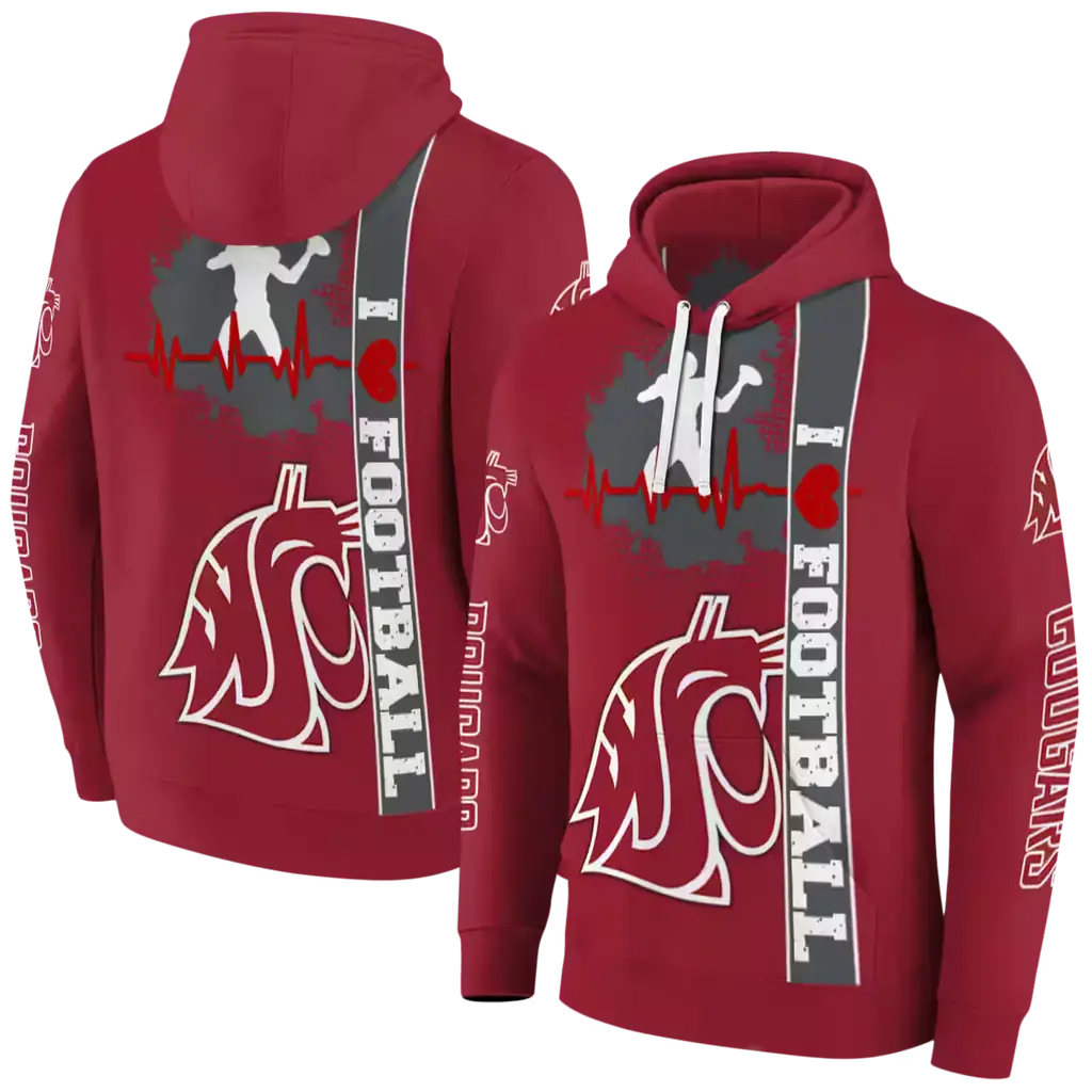 washington state cougars football heartbeat crimson hoodie fashion forward washington state cougars football heartbeat crimson hoodie fashion forward