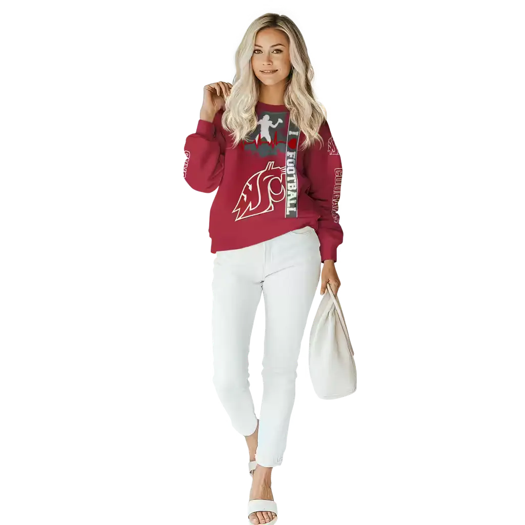 washington state cougars football heartbeat crimson hoodie trendy washington state cougars football heartbeat crimson hoodie trendy
