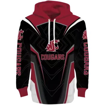 washington state cougars futuristic pattern crimson black hoodie best selling